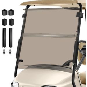 Golf Cart Foldable Windshield 3/16" (5MM) Thicken Only Fits 2014+ EZGO TXT with 1"1" Strut Rail Front Folding Windscreen Replacement to Shatterproof & Shield UV, Easy Installation - Tinted