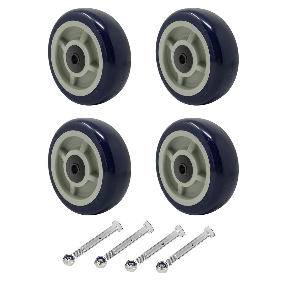 5 inch Caster Wheels-Industrial Caster, Polyurethane on Polypropylene Wheel- Casters Set of 4 Heavy Duty - 3200LB Total Capacity - Widely use for U-Boat Platform Trucks