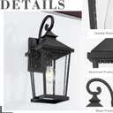 zeyu 22 Inch Outdoor Lights for House, 1-Light Outdoor Wall Sconce for House Porch, Die-Cast Aluminum with Seeded Glass, Black Finish, ZW105B-M BK
