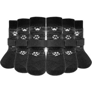 KOOLTAIL Anti Slip Dog Socks to Prevent Licking Paws for Hardwood Floors, Waterproof Dog Boots & Paw Protector Traction Shoes for Medium Senior Dogs Dark Grey M