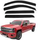 Black Window Visors Rain Guards Deflectors for 2014-2018 Chevy Silverado 1500 & GMC Sierra 1500, 2015-2019 2500HD 3500HD Crew Cab, 4-Piece Out-Channel Vent Visors, Truck Accessories