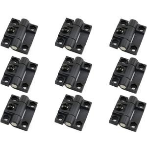 9PCS Adjustable Torque Hinge 43mmx36mm Black Plastic 4 Countersunk Holes Adjustable Position Control Hinges Door Hinges