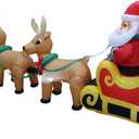 12 FT Long Lighted Christmas Inflatable Santa Claus on Sleigh with 3 Reindeer  Outdoor/Indoor Yard Blow-Up Holiday Decoration with Built-in Lights, Self-Inflating Blower & Weather-Resistant Material