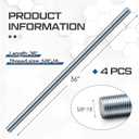 Zonon 4 Pcs 5/8"-18 Fully Threaded Rods 36" Length Galvanized Steel Right Hand Coarse All Threaded Rods Studs Zinc Plated for Construction Repair and DIY Projects Furniture Anchor Bolts Hangers