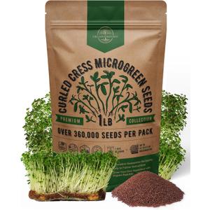 Organo Republic Cress Sprouting & Microgreens Seed - 360,000 Non-GMO Heirloom Seeds, Sprouts in Bulk 1lb Resealable Bag for Planting & Growing Microgreens in Soil, Coconut Coir, Aeroponic & Hydroponic