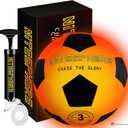Light Up Soccer Ball: Glow in The Dark Ball with LED - Size 3 - Durable & Rechargeable Outdoor Sports, Birthday Gifts for Boys 6-8 8-12 - Fun Nighttime Activity Cool Stuff Kids Age 5 6 7 8
