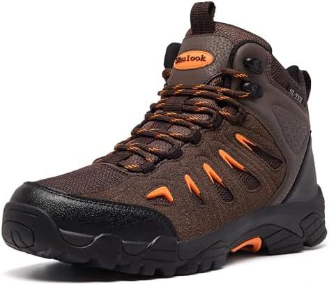 SHULOOK Men's Waterproof Hiking Boots Non-Slip Lightweight Mid Top Ankle Boot Breathable Hiker Trekking Shoes Size 14