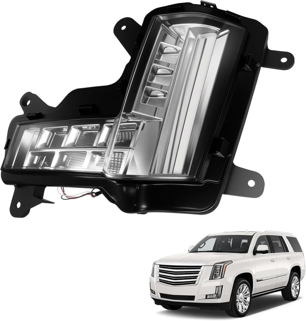 LED Fog Light Daytime Running Light Assembly Turn Signal Lamp w/Crash Fit for Escalade 2015-2020 84575577 GM2530139 (Left Driver Side)