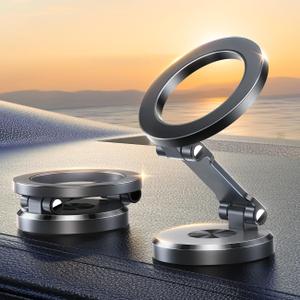 JOYROOM Fits iPhone 16/16 Pro Max MagSafe Car Mount, [All Metal & 360 Adjustment] Magnetic Phone Holder for Car with N55 Strong Magnets, Car Mount for iPhone 16 15 14 13 12 & MagSafe Case, Space Gray