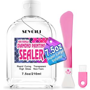 sevgili Diamond Painting Sealer Kits 210ML with Brushes, Diamond Art Sealer Puzzle Glue Diamond Painting Accessories and Tools for Adults (7.5OZ)