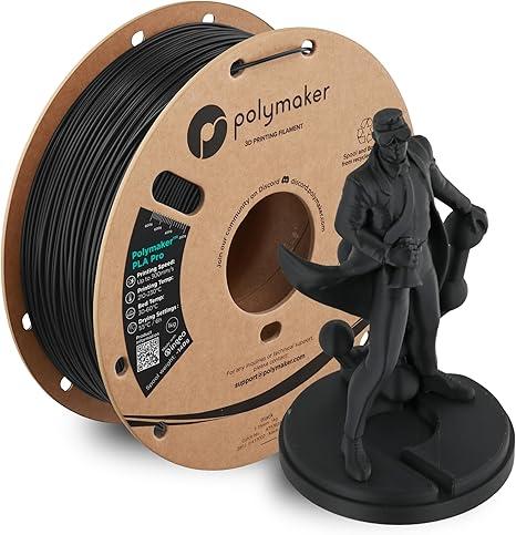 Polymaker PLA PRO Filament 1.75mm, Tough & High Rigidity Black PLA Filament 1.75mm 1kg Cardboard Spool  PolyLite PLA PRO 3D Printer Filament 1.75mm, Print with Most 3D Printers Using 3D Filament