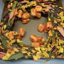 LLZLL 22 Inch Fall Wreath Artificial Autumn Wreaths for Front Door Orange Tulip Wreath with Forsythia Daisy and Berries for Indoor Outdoor Harvest Thanksgiving Holiday Celebration, Multicolor-1