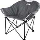 OUTDOOR LIVING SUNTIME Sofa Chair, Oversize Padded Moon Leisure Portable Stable Comfortable Folding Chair for Camping, Hiking, Carry Bag (Grey)