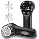 Buywoo Fabric Shaver, Electric Lint Remover, Rechargeable Lint Shaver, Household Essentials for Clothes, Upholstery, Furniture, Sweater Defuzzer to Remove Pilling, Battery Operated, Black