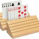 Cifupy Set of 2 Playing Card Holder Solid Card Tray Rack Suitable for Friends of All Ages,5.9x3.1x2.4Inch Size Solid Beechwood Playing Card Holders Racks for Canasta,Poker Parties