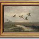 Gold Framed Wall Art Vintage Wall Decor Flying Duck Canvas Art Prints Wildlife Paintings Hunting Pictures Countryside Artwork for Bedroom Living Room 8x10in
