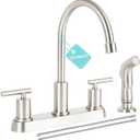 Kitchen Faucets, Kitchen Faucet with Sprayer, Brushed Nickel Kitchen Sink Faucet, 3 or 4 Hole RV Faucet for Kitchen Sink, Stainless Steel Touch Kitchen Faucet with Side Sprayer, TDLKF024L