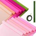 Chrisfall 12 Rolls Crepe Paper Rolls 12 Colors Wide Crepe Paper Streamer Assorted Streamers with Floral Stem Wire and Green Floral Tapes for Birthday Party Ornament (8 Feet X 10 Inch,Pink Colors)