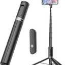 TONEOF 67" Cell Phone Selfie Stick Tripod,Smartphone, Stand ,Portable,Lightweight,Extendable for iPhone/Android(Black)