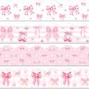 BeYumi Pink Bows Border Trim - 80Pcs Back to School Watercolor Pink Bow Coquette Bulletin Board Border Aesthetic Bowknot Decor for Preschool Kindergarten Elementary Classroom Chalkboard Birthday Party