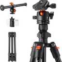 K&F Concept 76 inch Camera Tripod with Rotatable Multi-Angle Center Column,Lightweight Travel Outdoor DSLR Tripods with 360 Degree Ball Head Load Capacity 8kg/17.6lbs, Cellphone Clips for Smartphone (76" height/8kg load+Extension Arm)