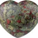 mookaitedecor Healing Crystals Dragon Blood Jasper Heart Love Worry Palm Stone Reiki Balancing 1.6 Inch (Green & Red)