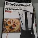 Elite Gourmet EC812 Electric 12-Cup Coffee Percolator with Keep Warm, Clear Brew Progress Knob Cool-Touch Handle Cord-less Serve, Stainless Steel