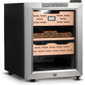 Epress Electric Humidor for 250 Cigars, 33L Cabinet with Cooling & Heating Temperature Control, Spanish Cedar Drawers, Digital Hygrometer, and Humidification System, Gift for Men