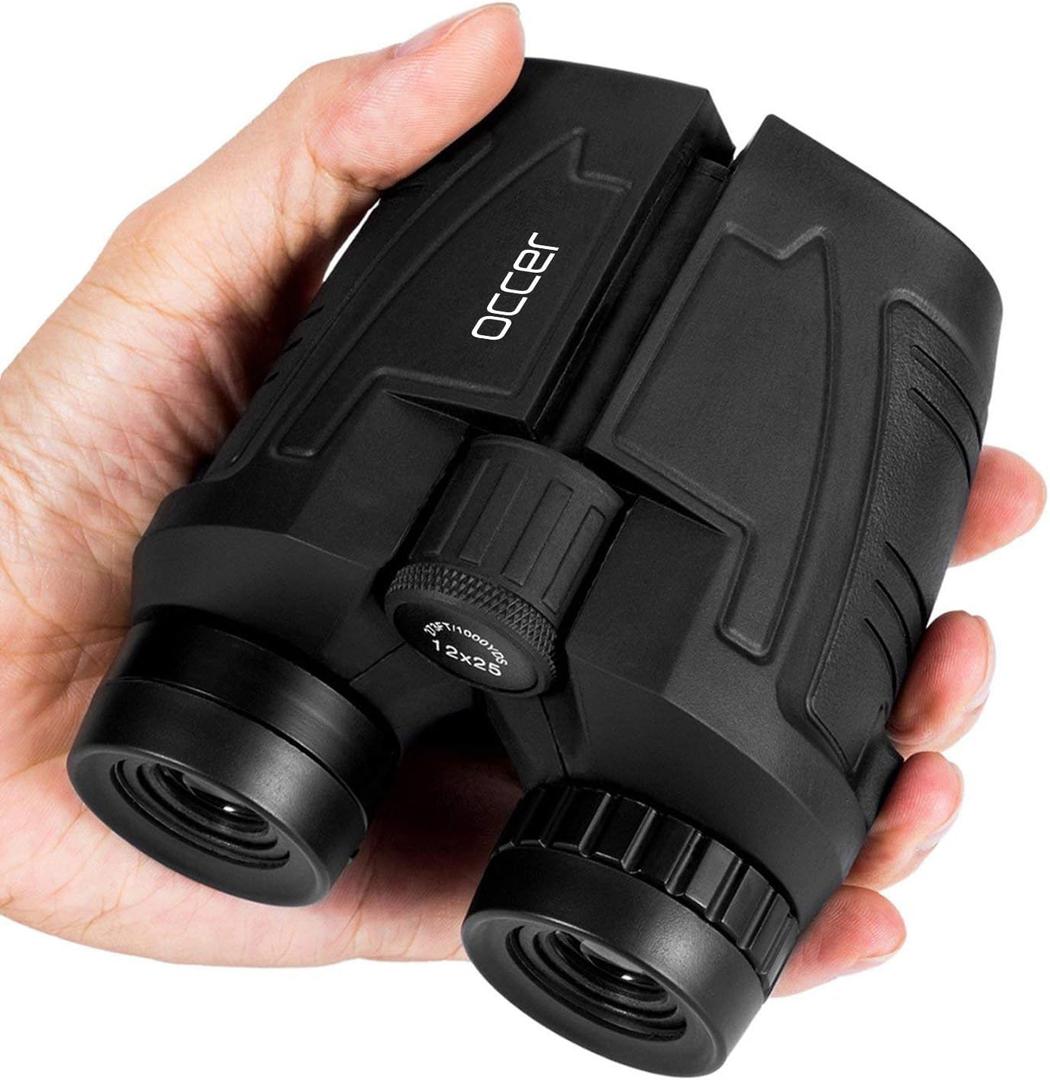 Occer 12x25 Compact Binoculars for Adults and Kids, Large Eyepiece Waterproof Binocular with Low Light Vision, High Powered Easy Focus Binoculars for Bird Watching, Outdoor Hunting, Travel, Sightseeing
