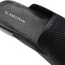 ELANROMAN Men's Backless Loafers Black Genuine Leather Mules Slippers Slip on Shoes (8)