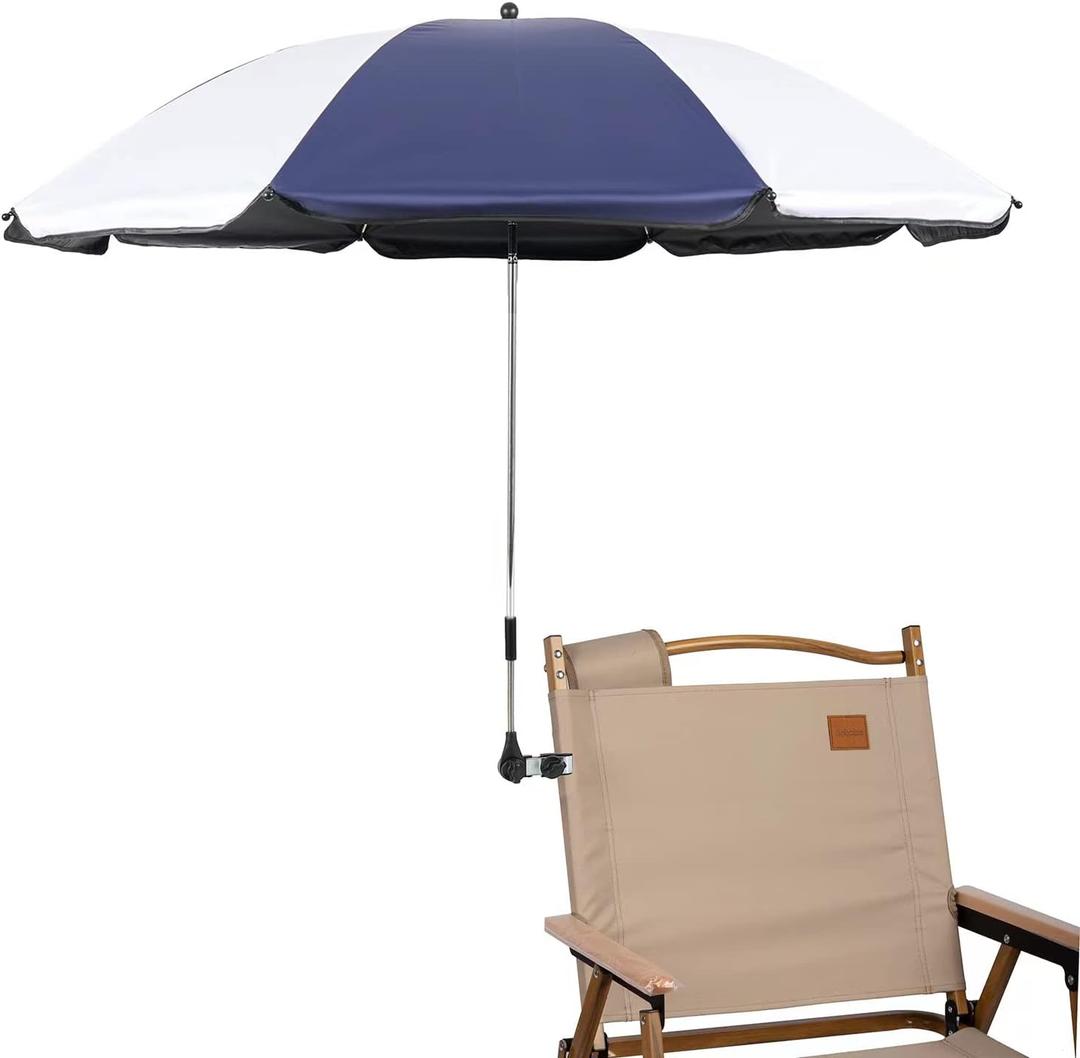 Chair Umbrella with Clamp,46 inches UPF 50+ Clip on Parasol for Patio,Beach Chairs,Strollers,Wheelchairs,Golf Carts