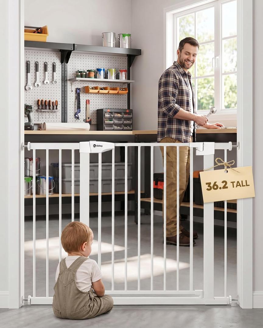 Sekey 36.2" Extra Tall Baby Gate for Stairs, 30-46" No Drilling Dog Gate