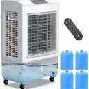 Large Windowless Portable Air Conditioner, 3 in 1 Evaporative Swamp Cooler with Remote, Hoseless Ventless Fan Ac Unit, 7H Timer, 8 Gal Water Tank, 4 Ice Box for Garage, Bedroom Home Outdoor