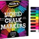 Chalk Markers - 8 Vibrant, Erasable, Non-Toxic, Water-Based, Reversible Tips, For Kids & Grown-Ups for Glass or Chalkboard Markers for Businesses, Restaurants, Liquid Drawing Chalk (Vibrant 6mm)