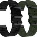 For Fitbit Versa 4 Bands, Woven Nylon Replacement Watch Strap for Fitbit Versa 4/ Versa 3, Fitbit Sense 2/Sense Bands for Women Men,2Pack (Black,Army Green)
