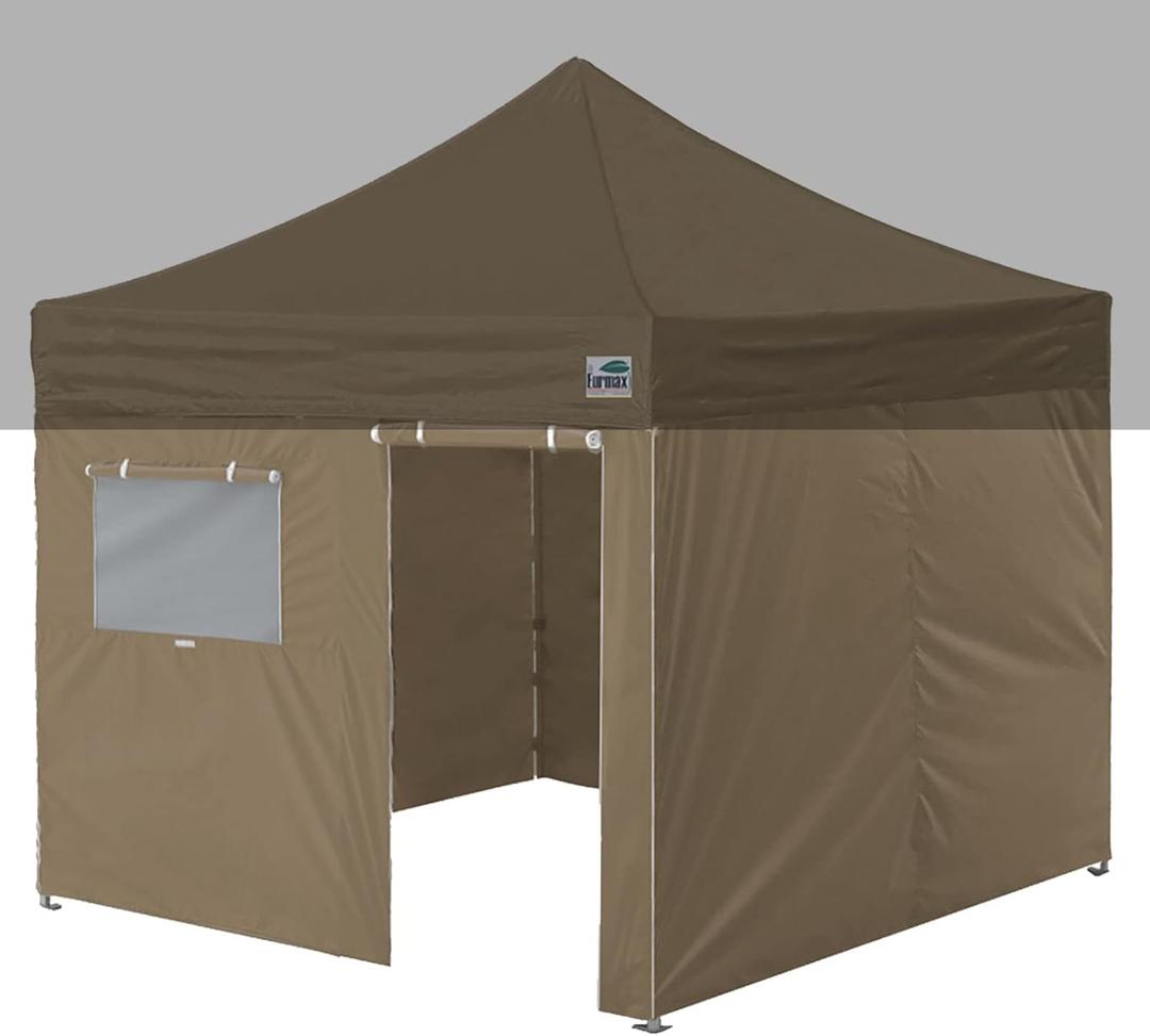 Eurmax USA Full Zippered Walls for 10 x 10 Easy Pop Up Canopy Tent,Enclosure Sidewall Kit with Roller Up Mesh Window and Door 4 Walls ONLY,NOT Including Frame and TopKhaki