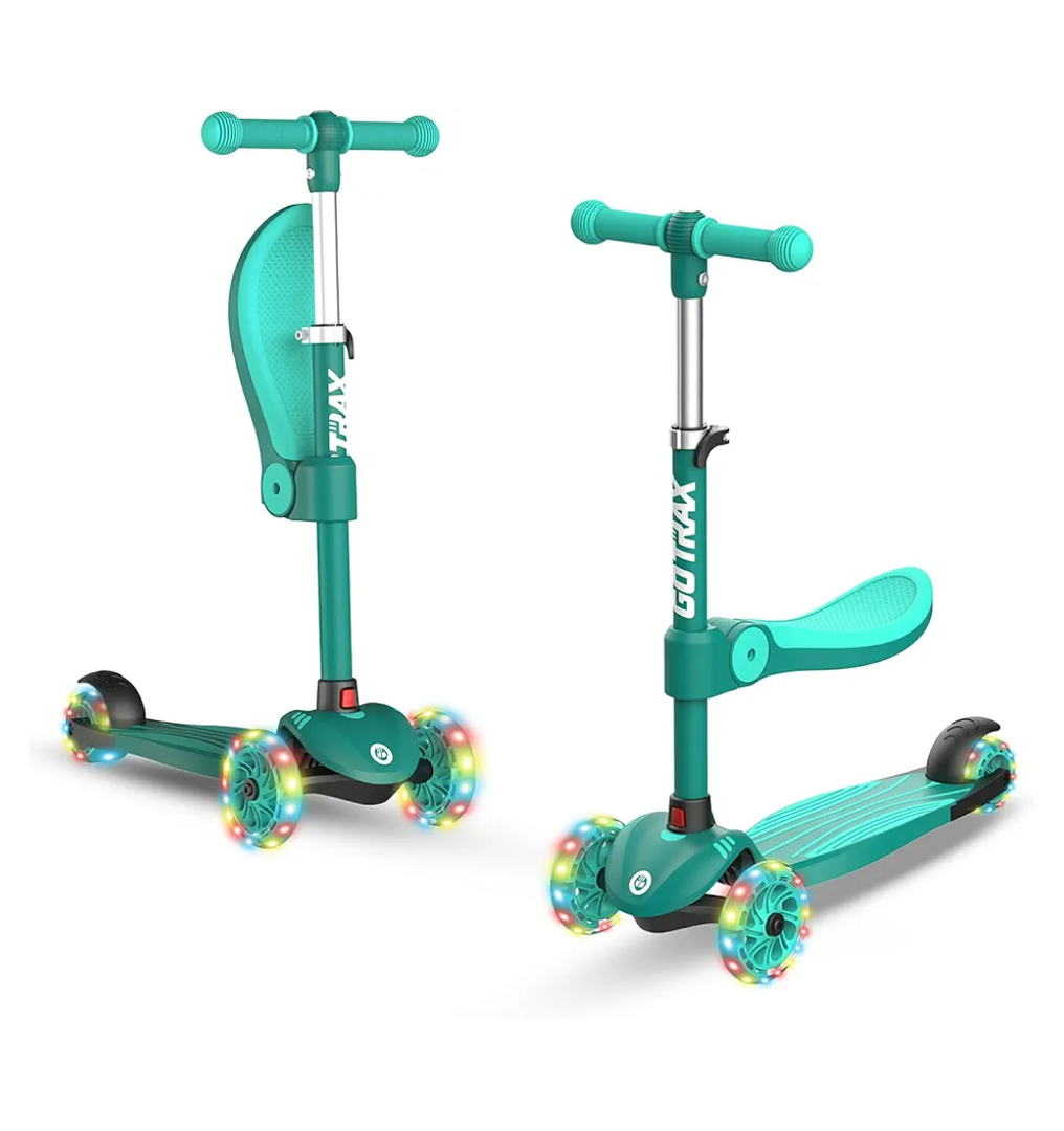 Gotrax KS3 Kids Kick Scooter, LED Lighted Wheels, Adjustable Height Handlebars and Removable Seat, Lean-to-Steer & Widen Anti-Slip Deck, 3 Wheel Scooter for Kids Ages 2-8 and up to 100 Lbs