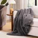UGG Euphoria Faux Fur Throw Blanket, Oversized Soft Throw for Bed or Couch, Luxury Bedroom Decor, Plush Blankets, Machine Washable, 50-inch x 70-inch, Charcoal Grey