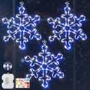 Hiboom 3 Pack Christmas Window Lights, 12 Inch Snowflake Lighted Decorations Wrapped with LED String Lights, 8 Modes Battery Powered Christmas Window Light for Xmas Indoor Decor (Blue White)