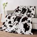 Cozy Bliss Cow Print Fuzzy Throw Blanket for Couch - Thick Soft Warm Non Shedding Fleece Blankets for Western Dcor Room, for Kids, Women Men Girls, Black Brown 40"*50"