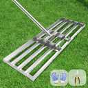 Lawn Leveling Rake 45" 6.5ft Lawn Leveler Ground Full Stainless Steel Leveling Landscape Rake Topdressing Spreader Levelawn Tool for Backyard, Garden, Golf Couse, Farm, Pasture