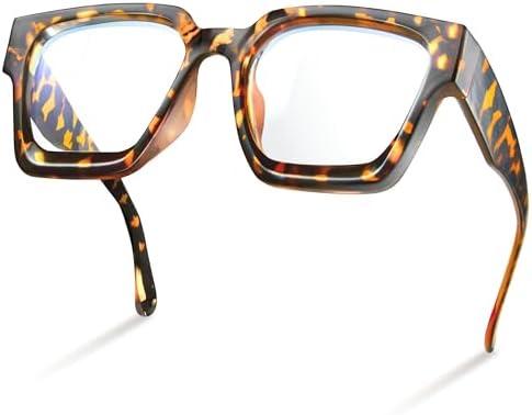 livho Oversized up to 99% Blue Light Blocking Glasses for Woman - Rectangle Fashion Glasses for Computer, Chic Preppy Frame