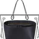 Purse Organizer Insert For Handbags, Silk Purse Organizer with Zipper, Silky Smooth, Bag Organizer For Speedy Neverfull Tote,onthego,Artsy, 6 Sizes(Slender Large, Silky Black)