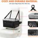 JOEJOY Deluxe Dog Booster Seat with Sturdy Metal Frame and Safety Leash for Small Pets up to 20 lbs - Portable Puppy Dog Car Seat with Thick Cushion and Storage Pockets for Small Dogs, Black