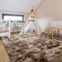 Hutha 6x9 Large Area Rugs for Living Room, Super Soft Fluffy Modern Bedroom Rug, Tie-Dyed Brown Indoor Shag Fuzzy Carpets for Girls Kids Nursery Room Home Decor