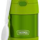 THERMOS FUNTAINER Insulated Food Jar, 10 Ounce, Kid Friendly Food Jar with Foldable Spoon, Lime