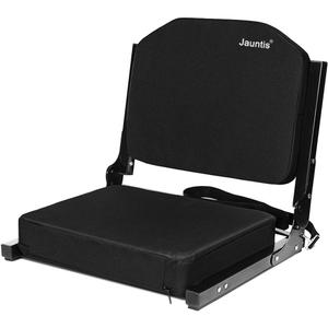 Stadium Seats for Bleachers with Ultra Padded Comfy Foam Cushion, Wide Portable Stadium Chairs with Back Support and Shoulder Strap, 1 Pack, Black (Large - 17.7"W x 14.6"D x 15.9"H)