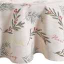 Elrene Home Fashions Holiday Tree Trimmings Wrinkle Resistant Fabric Christmas Tablecloth, 60"X84", Oval