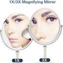 YEAKE Vintage Table Mirror with Stand 8-inch Double Sided Swivel 1X/3X Magnification Desk Mirror with Silver Style 13 Inch Height Standing Tabletop Makeup Vanity Mirror(Oval)