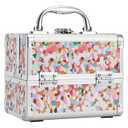 Joligrace Makeup Train Case for Girls Cosmetic Box Kids Jewelry Organizer Hair Accessories Mosaic Orange